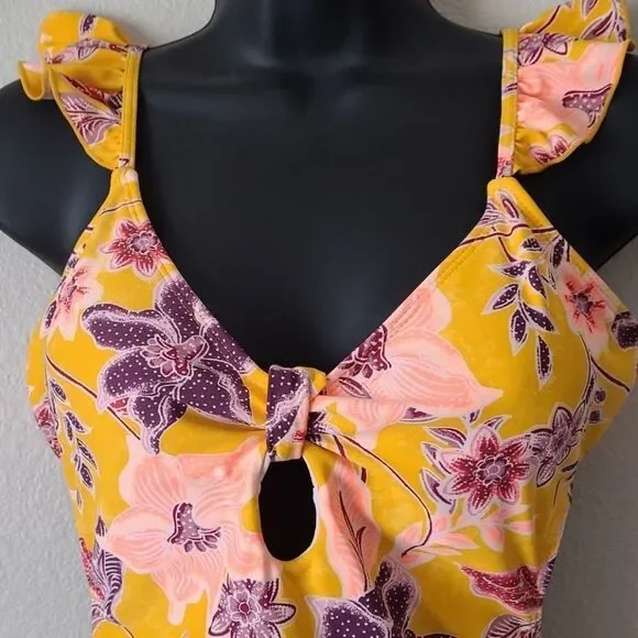 Yellow floral One Piece Swimsuit - Picture 2 of 11